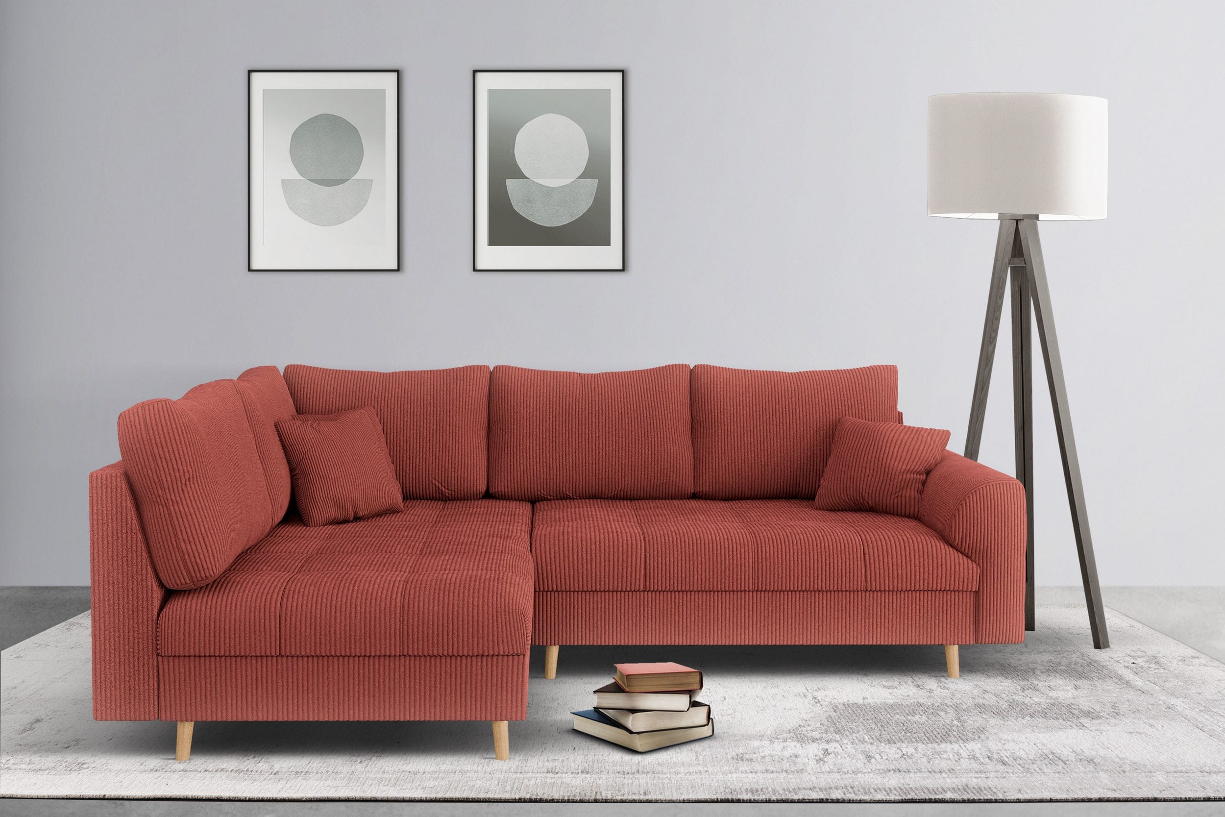 Ecksofa Cord L-Form mit Ottomane