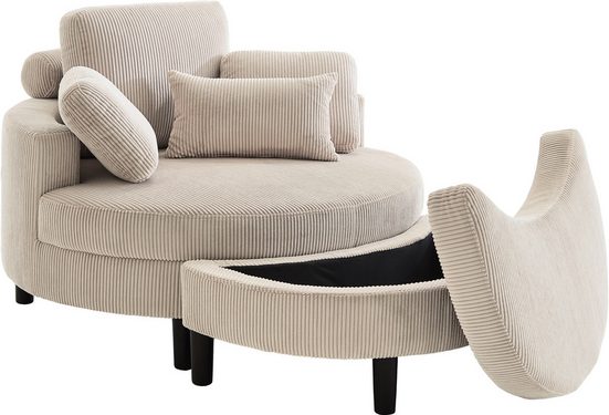 Loveseat Ravi - XXL Sessel mit Stauraumhocker Emden