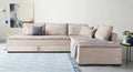 Ecksofa in taupe mit Dauer-Schlaffunktion + integrierten Boxspringbett 180x200cm
