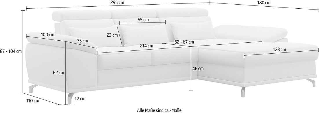 Ecksofa Cabrio mit Bettfunktion & Sitztiefenverstellung