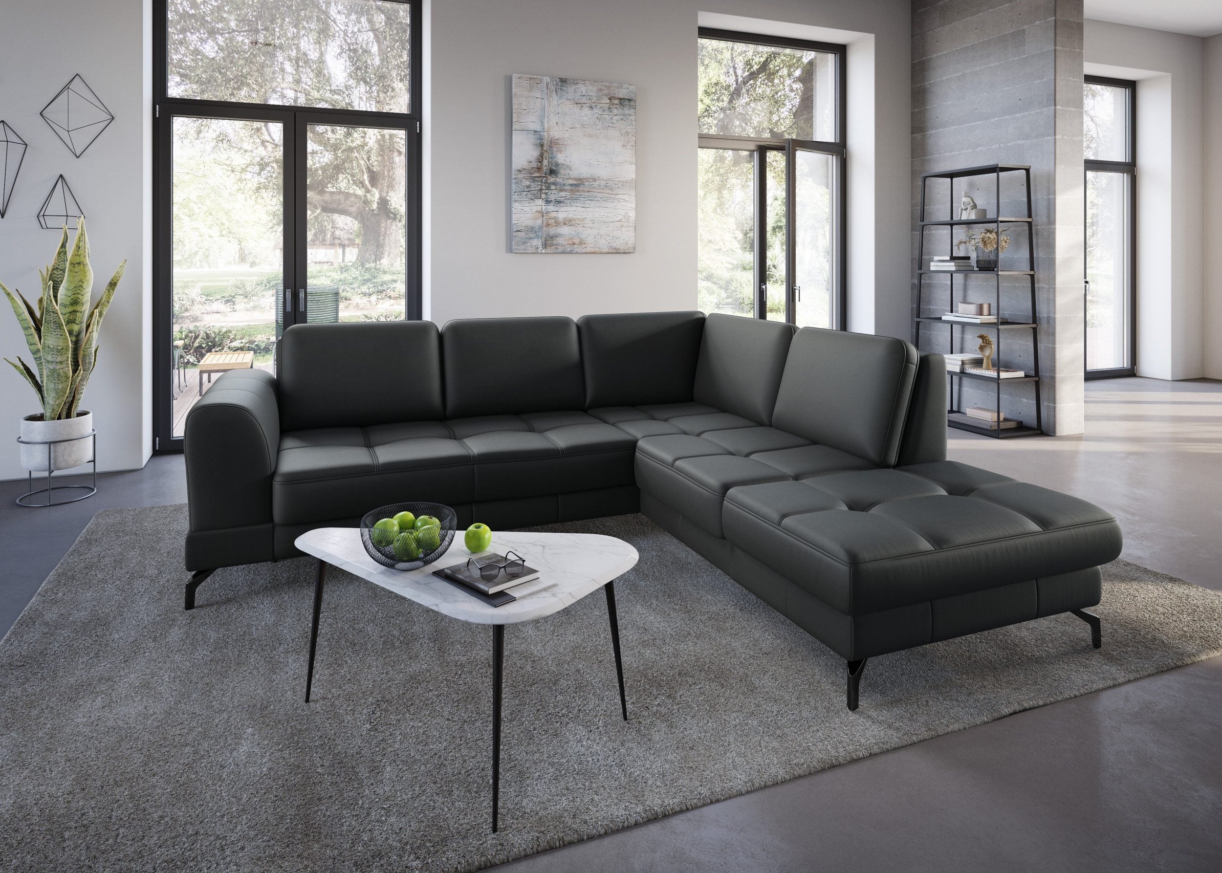 Wohnlandschaft Bendigo mit Sitztiefenverstellung Echtleder