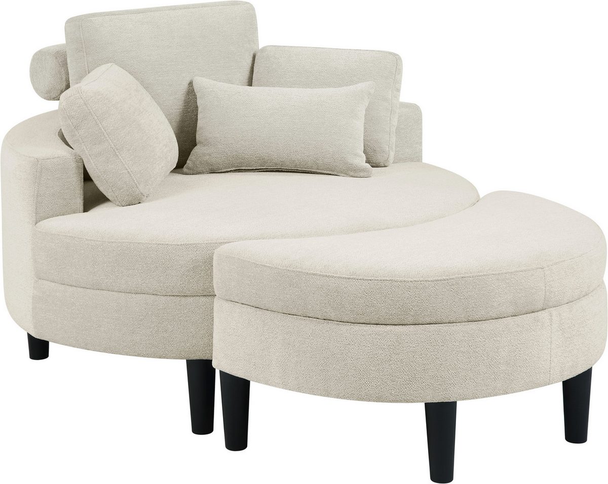 Loveseat mit Hocker creme-weiß Emden