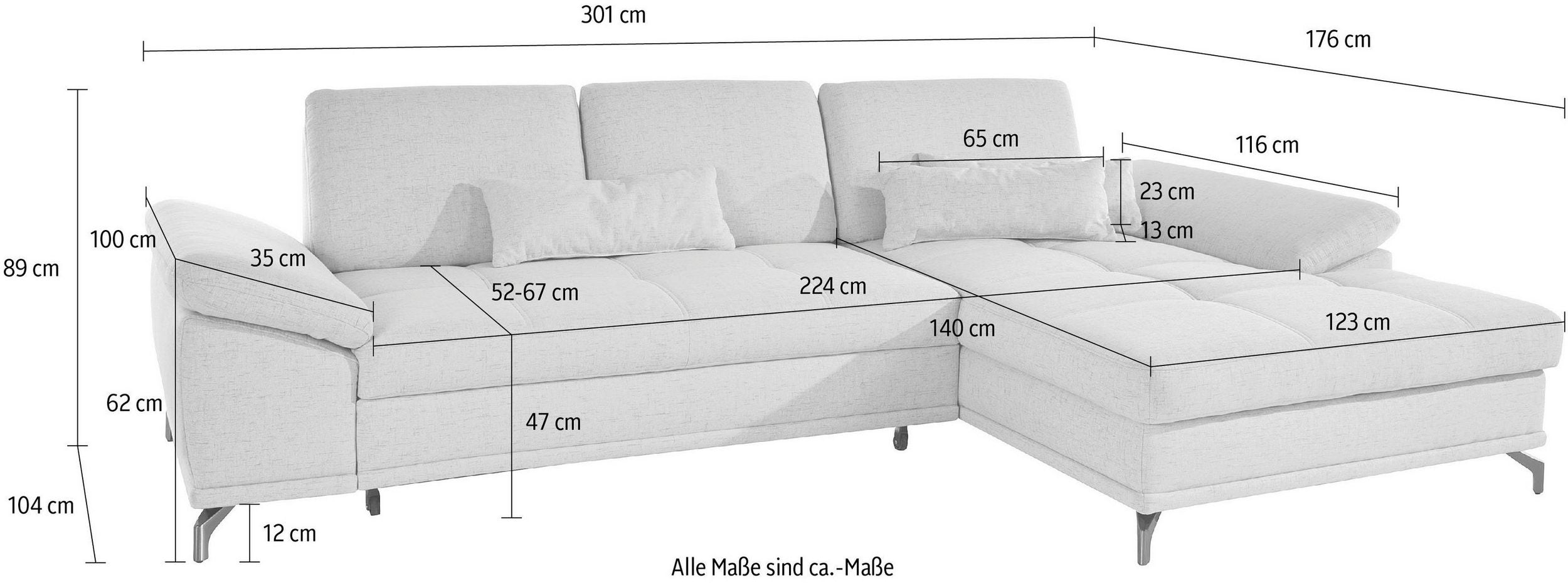 Ecksofa Costello mit Sitztiefenverstellung