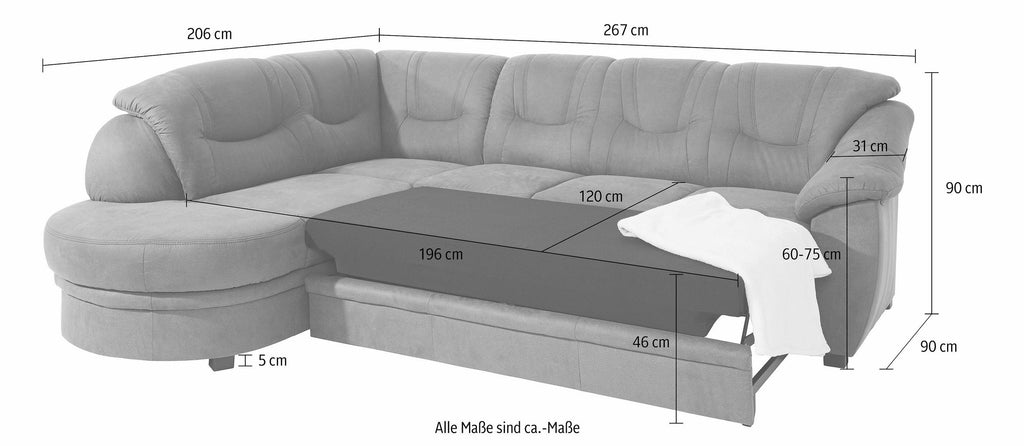 Ecksofa mit Federkern Naturleder
