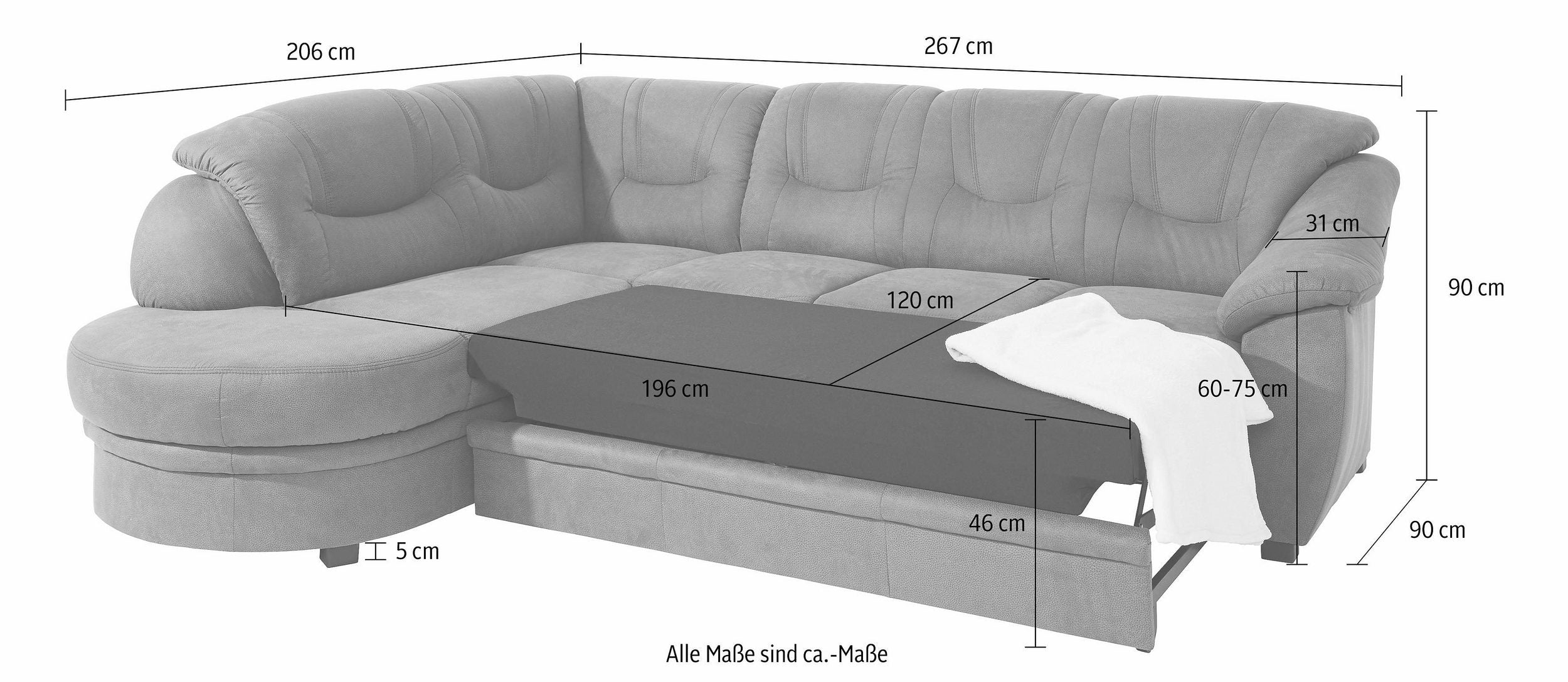 Ecksofa mit Federkern Naturleder
