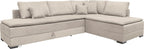 Ecksofa in taupe mit Dauer-Schlaffunktion + integrierten Boxspringbett 180x200cm