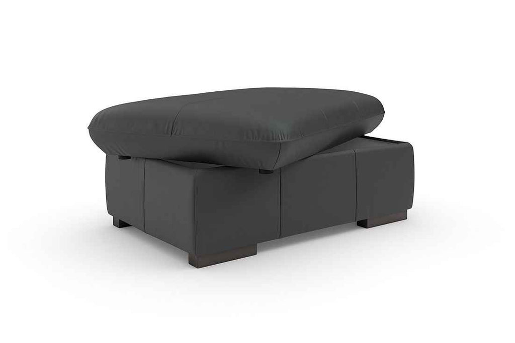 Hocker mit Stauraumfach - Naturleder