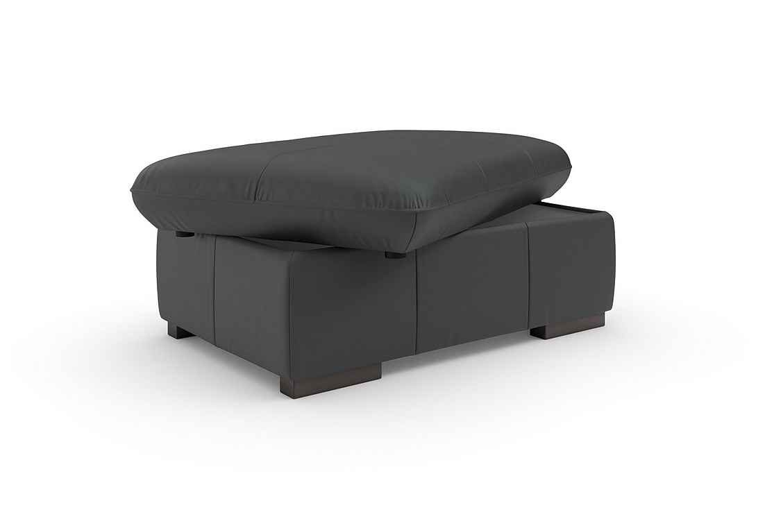 Hocker mit Stauraumfach - Naturleder