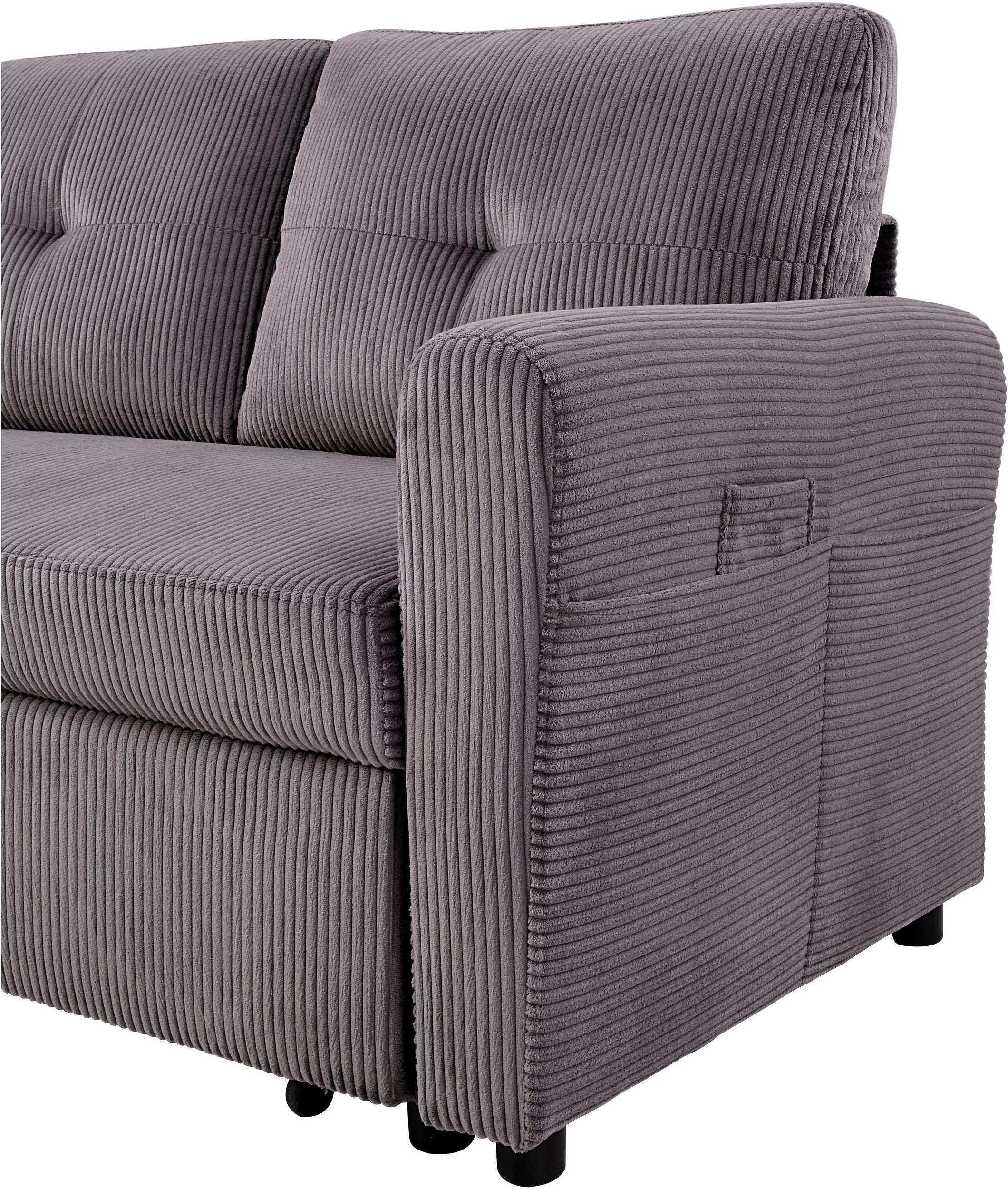 Ecksofa Cord Grau