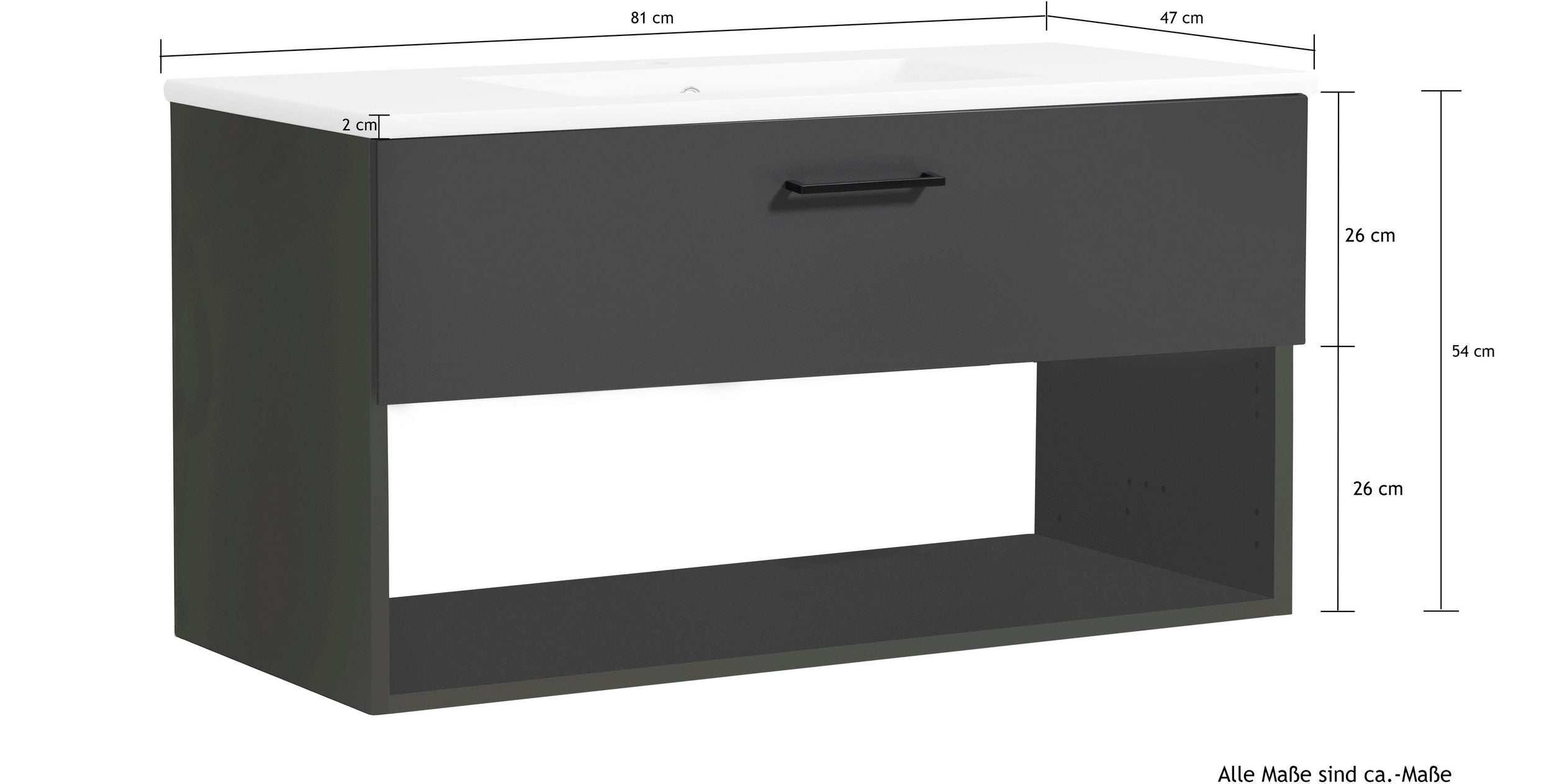 Waschbeckenunterschrank Trento Light klein anthrazit
