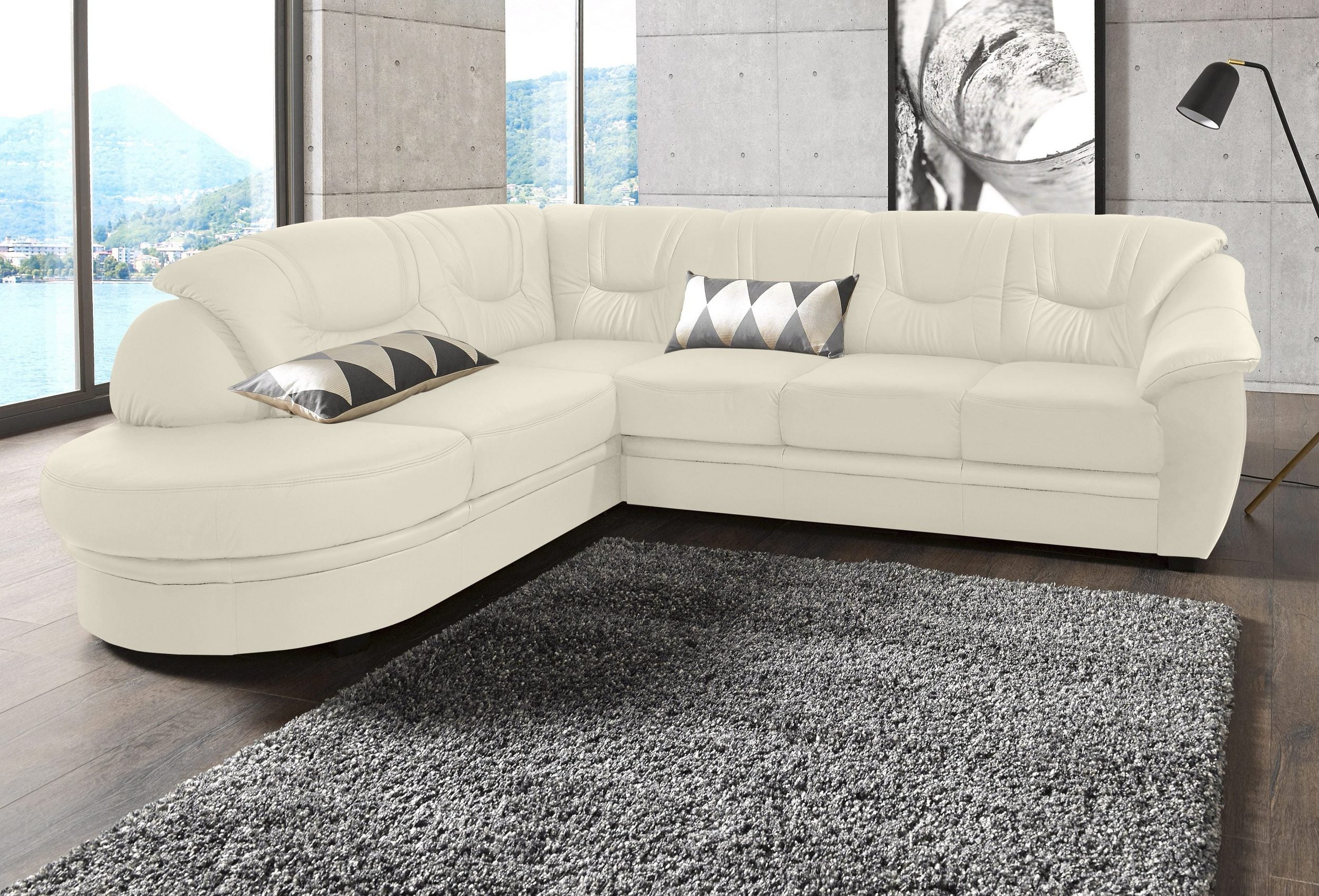 Ecksofa mit Federkern Naturleder