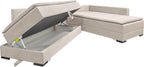 Ecksofa in taupe mit Dauer-Schlaffunktion + integrierten Boxspringbett 180x200cm