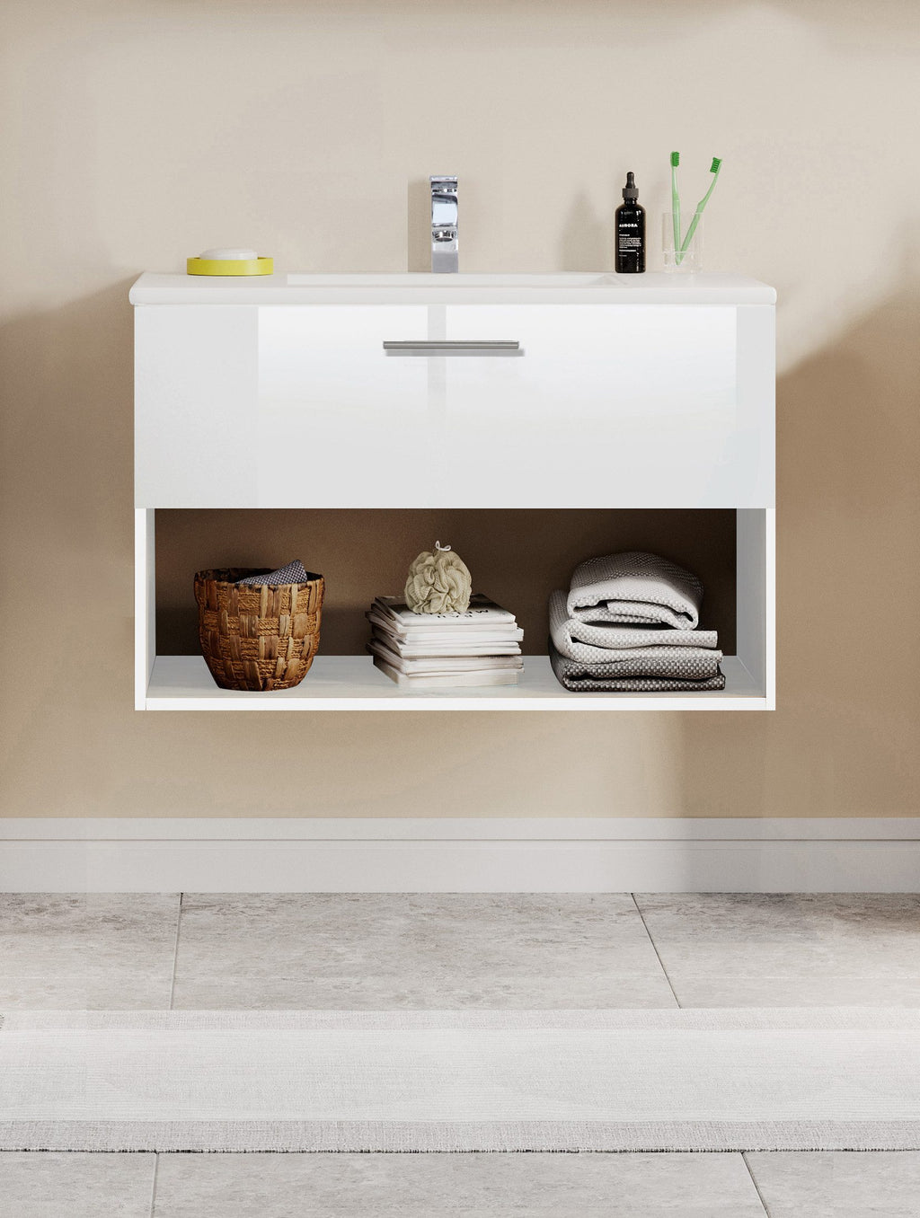 Waschbeckenunterschrank Trento Light Hochglanz klein