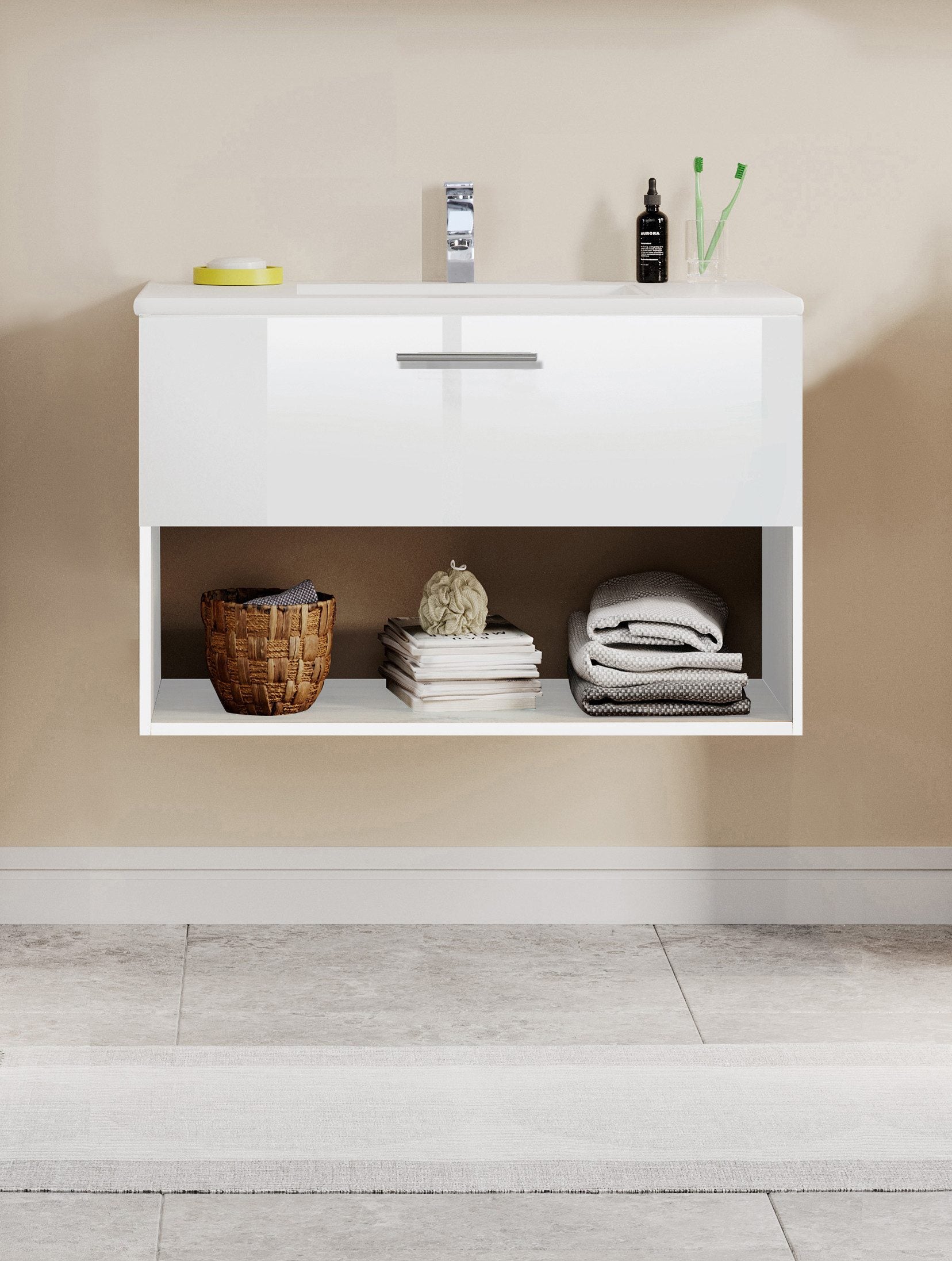 Waschbeckenunterschrank Trento Light Hochglanz klein