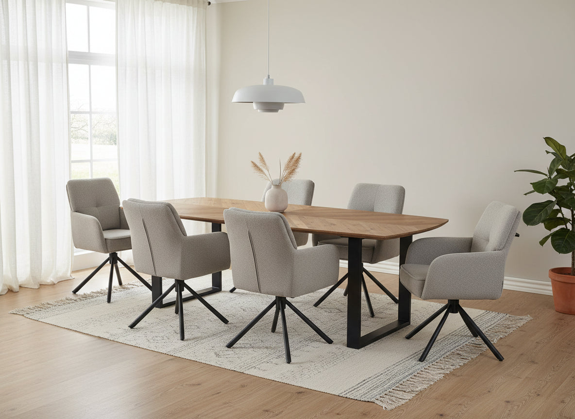 Onlineknaller Set 3 Rieke + Zac: Esstisch 220cm + 6 Stühle