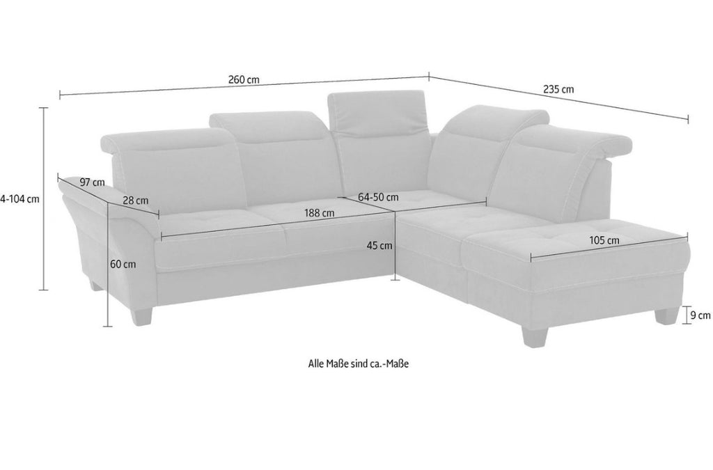 Ecksofa Solvei inkl. Sitztiefenverstellung
