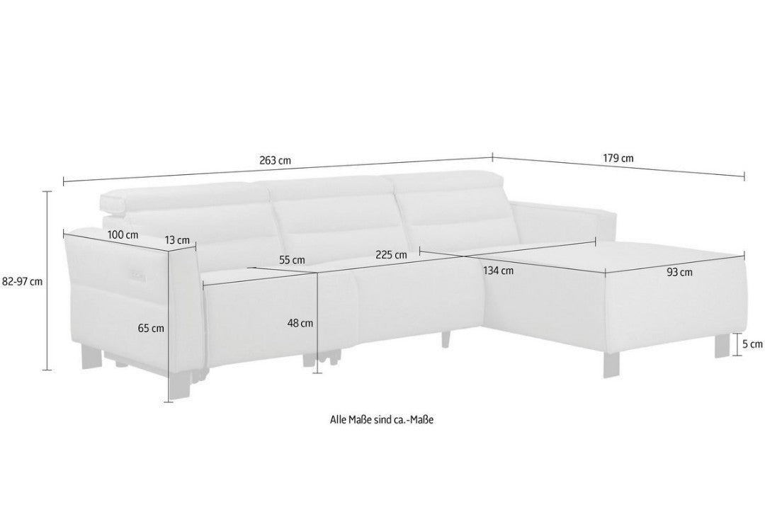 Ecksofa elektrisch verstellbar Echtleder