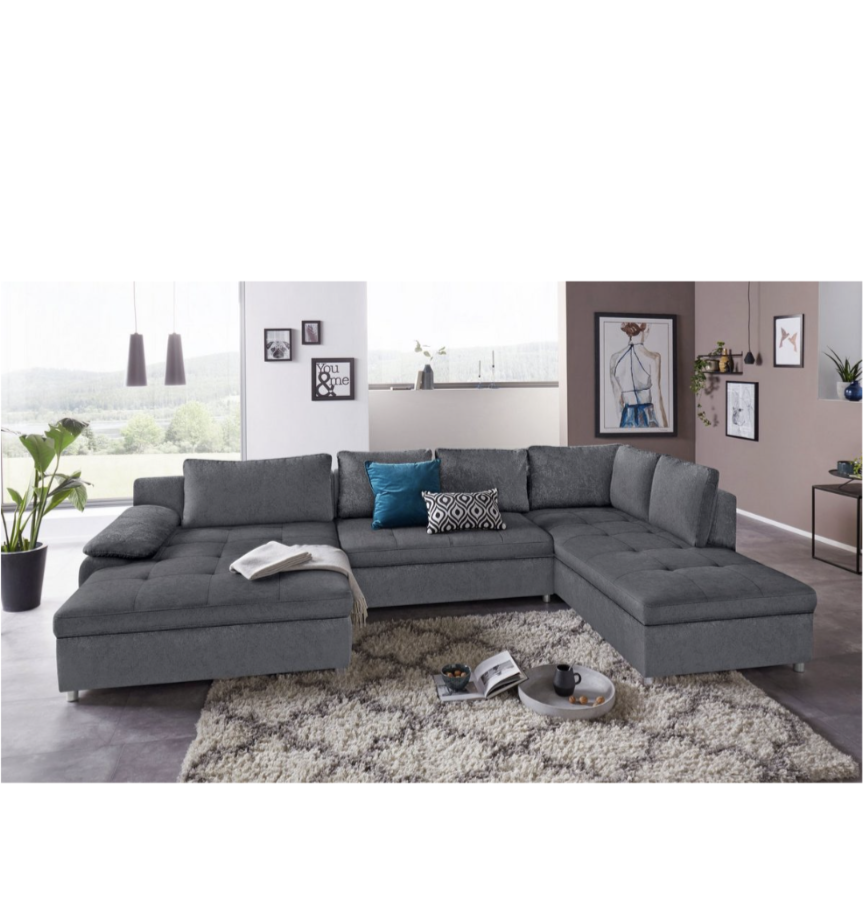 Wohnlandschaft mit Bettfunktion und Bettkasten