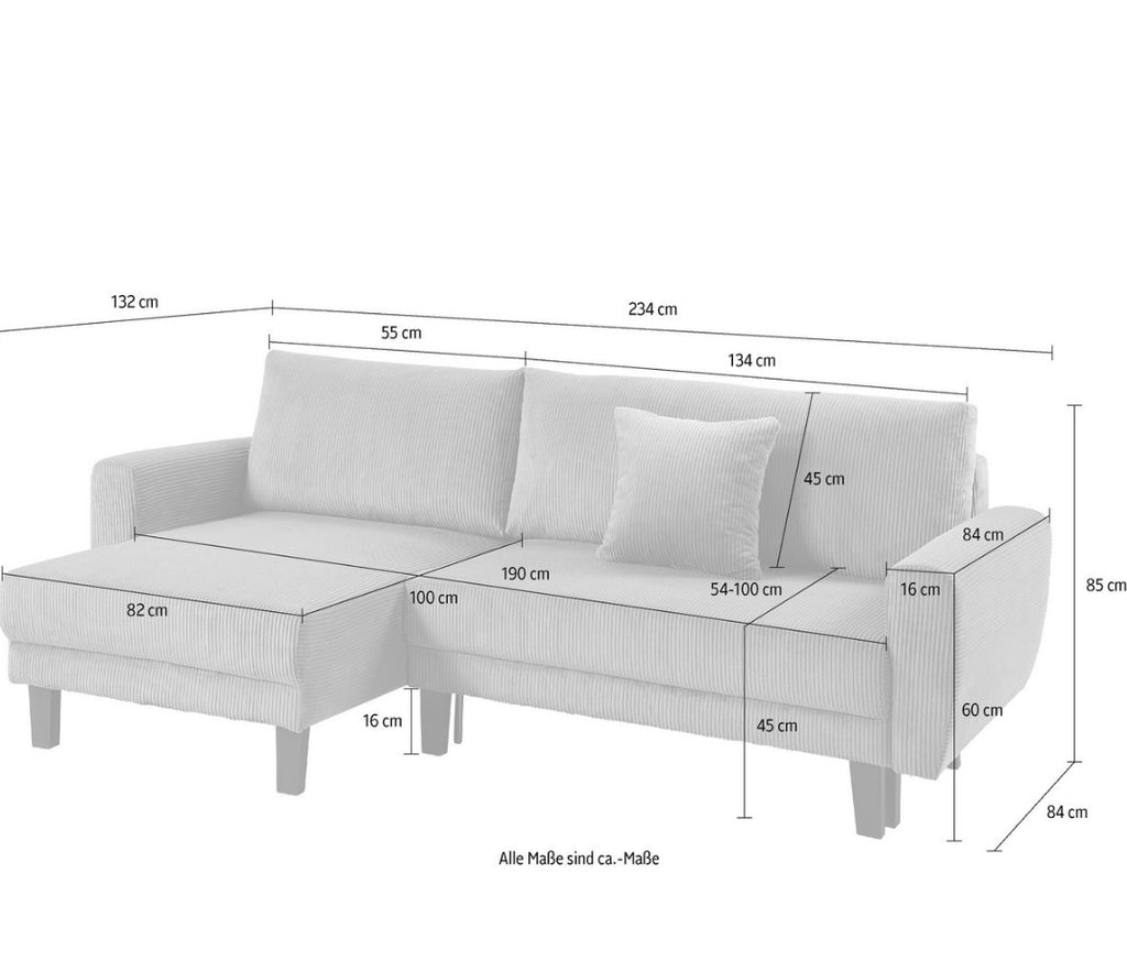Ecksofa Leonid mit Bettfunktion