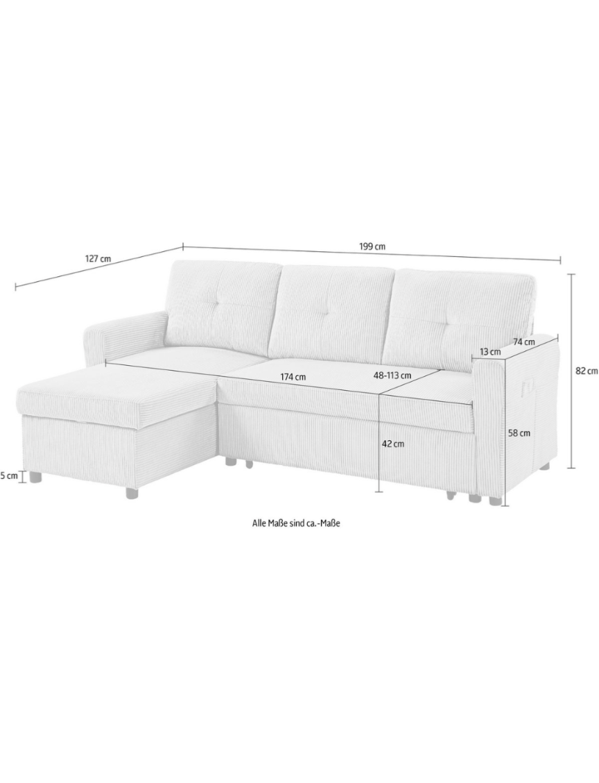Ecksofa Gustavo mit Bettfunktion