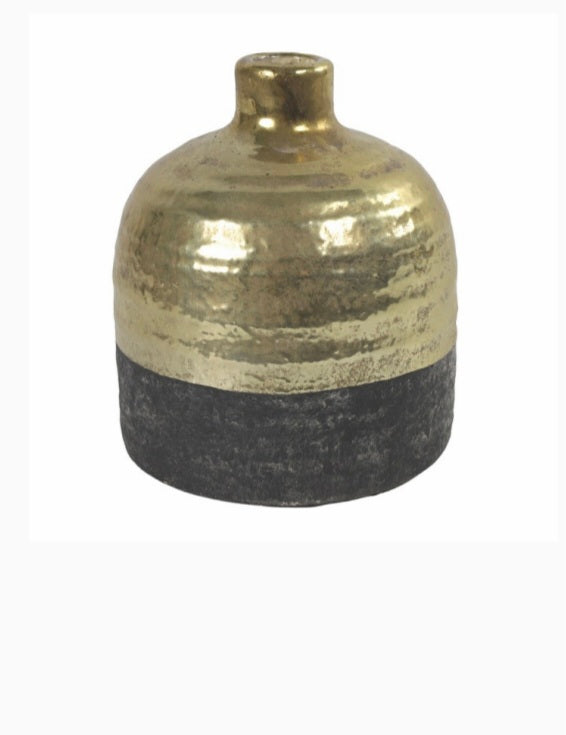 Flaschenvase schwarz/gold 17 cm
