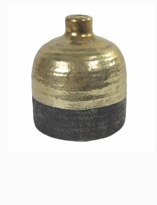 Flaschenvase schwarz/gold 17 cm