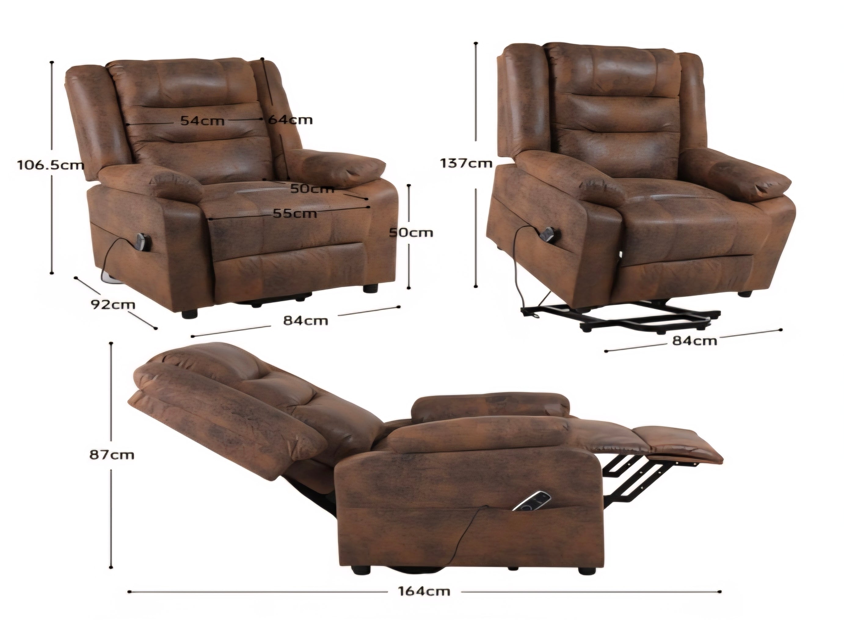 TV-Sessel elektrisch,  mit Aufstehhilfe und Massagefunktion