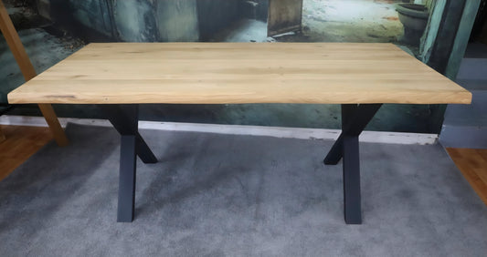 Esstisch mit Baumkante 180x90 mit X-Gestell
