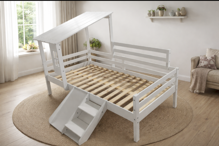 Kinderbett mit Rutsche und Treppe