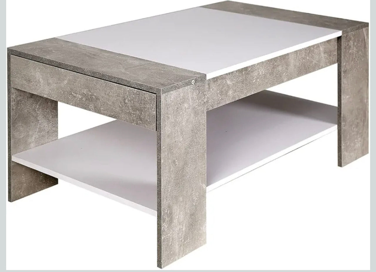 Couchtisch Beton/Weiß Jahresstart Einzelstück / Posten  Aktion