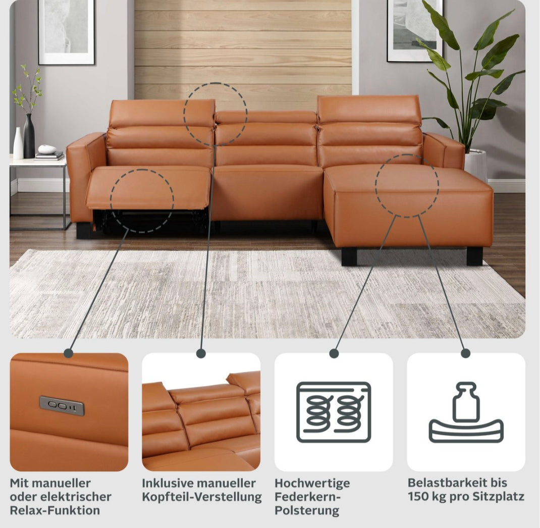 Ecksofa mit Relaxfunktion