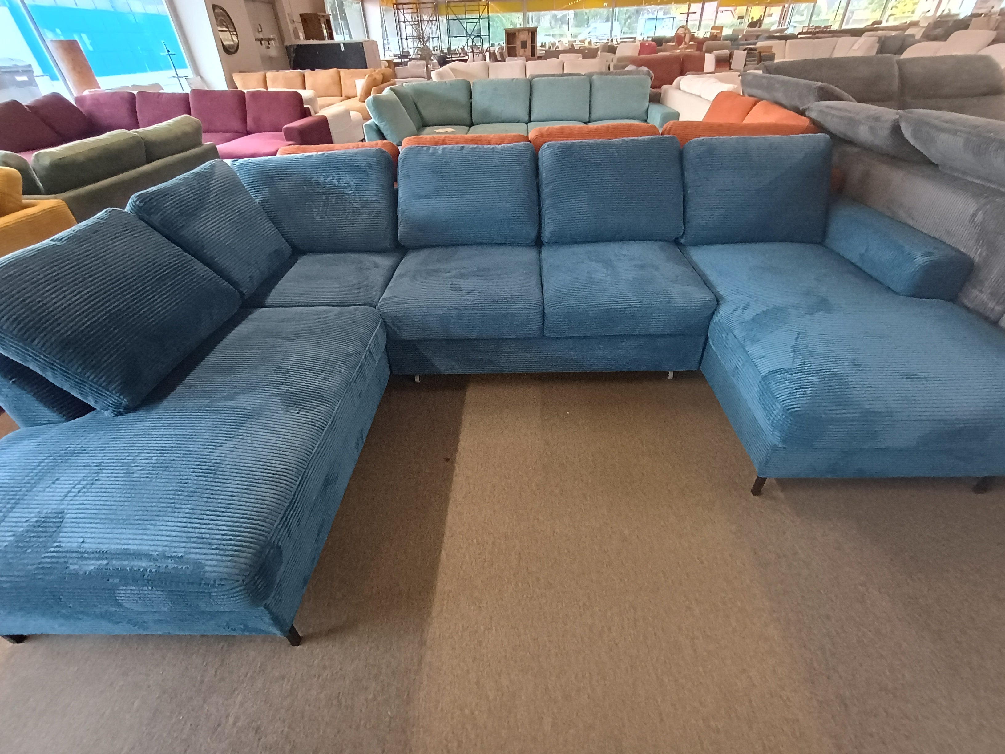 Wohnlandschaft Ottomane links Velourstoff Paros / Kronos-vorbestellbar-