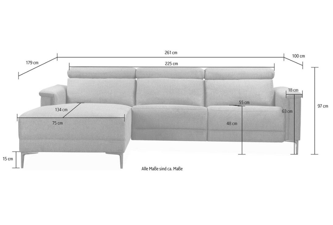 Ecksofa mit elektrischer Relaxfunktion