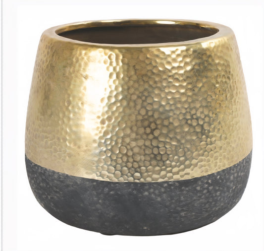 Blumentopf schwarz/gold 22,5cm
