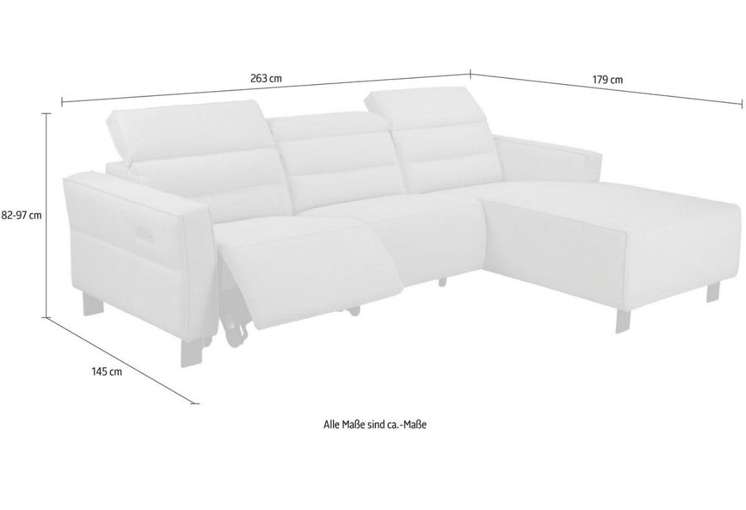 Ecksofa elektrisch verstellbar Echtleder