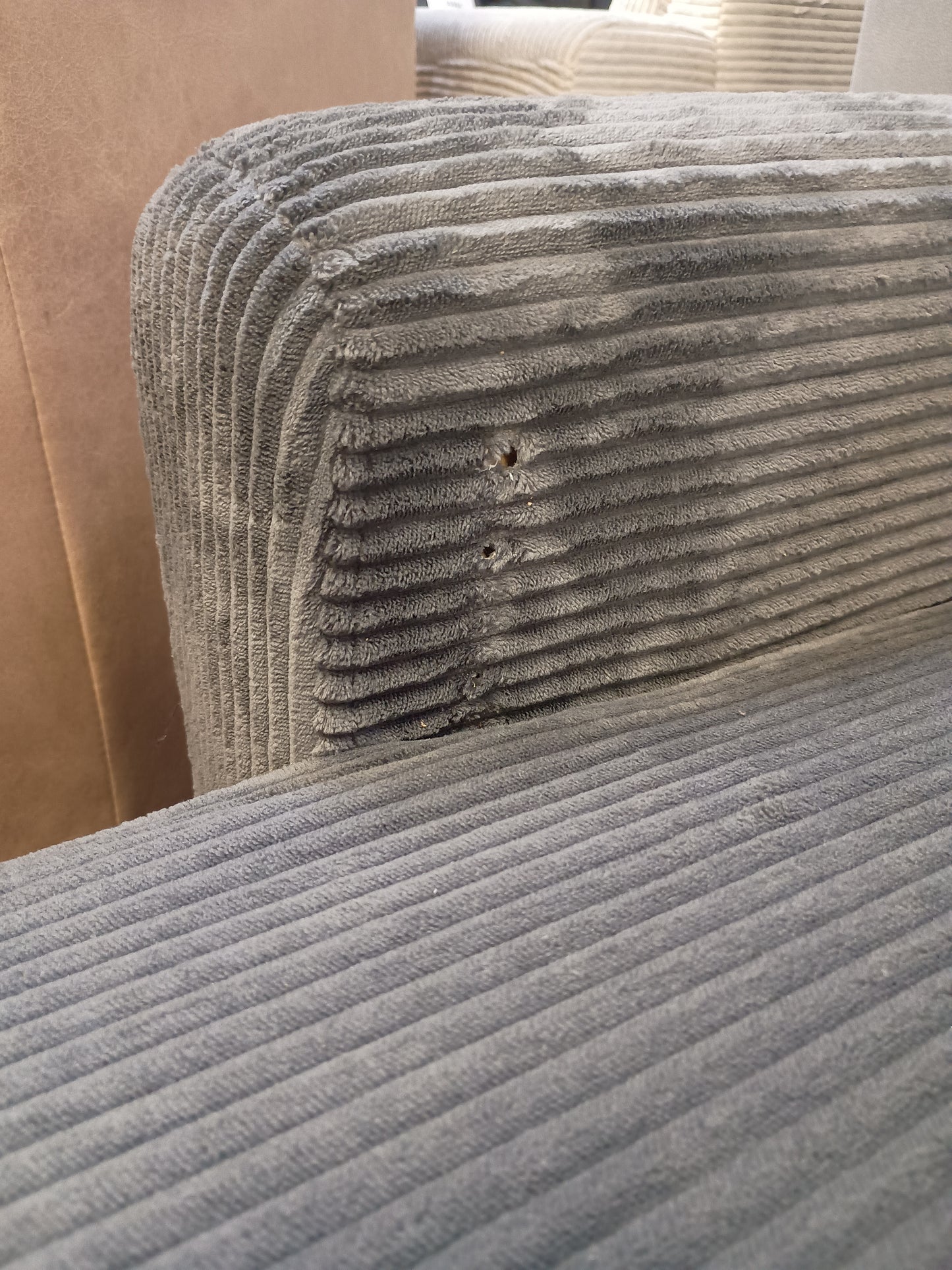 Ecksofa Cord Grau mit Schlaffunktion 2. Wahl