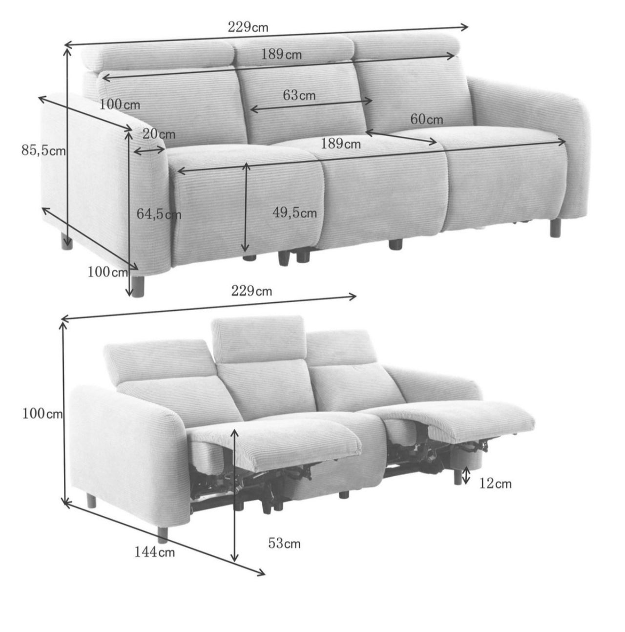 Outlet 2. Wahl 3-Sitzer mit Relaxfunktion