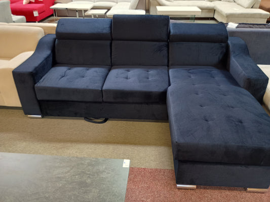 Ecksofa Velours Blau