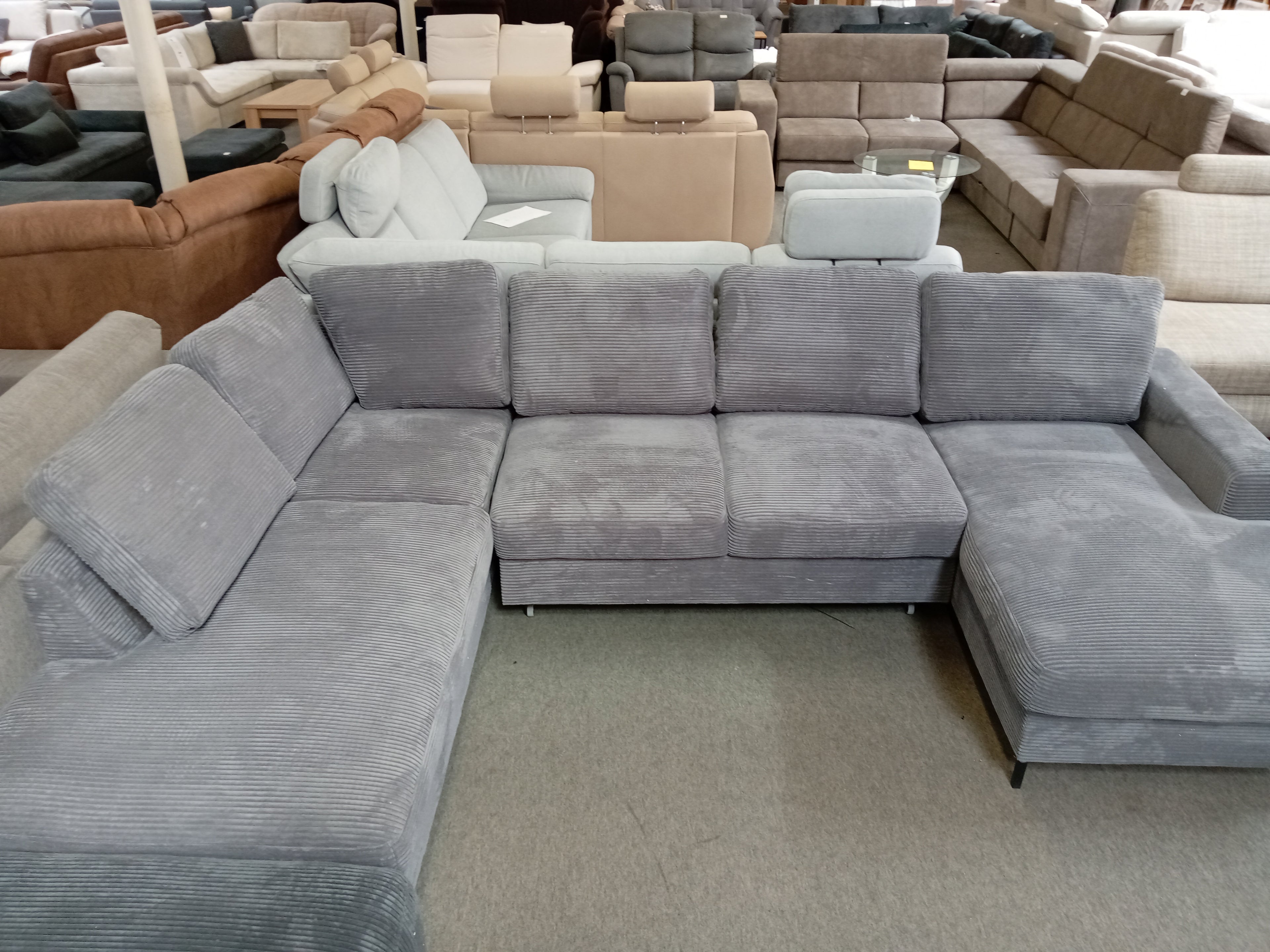 Wohnlandschaft Ottomane links Velourstoff Paros / Kronos-vorbestellbar-
