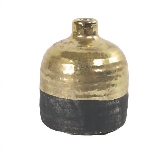 Flaschenvase schwarz/gold 12cm