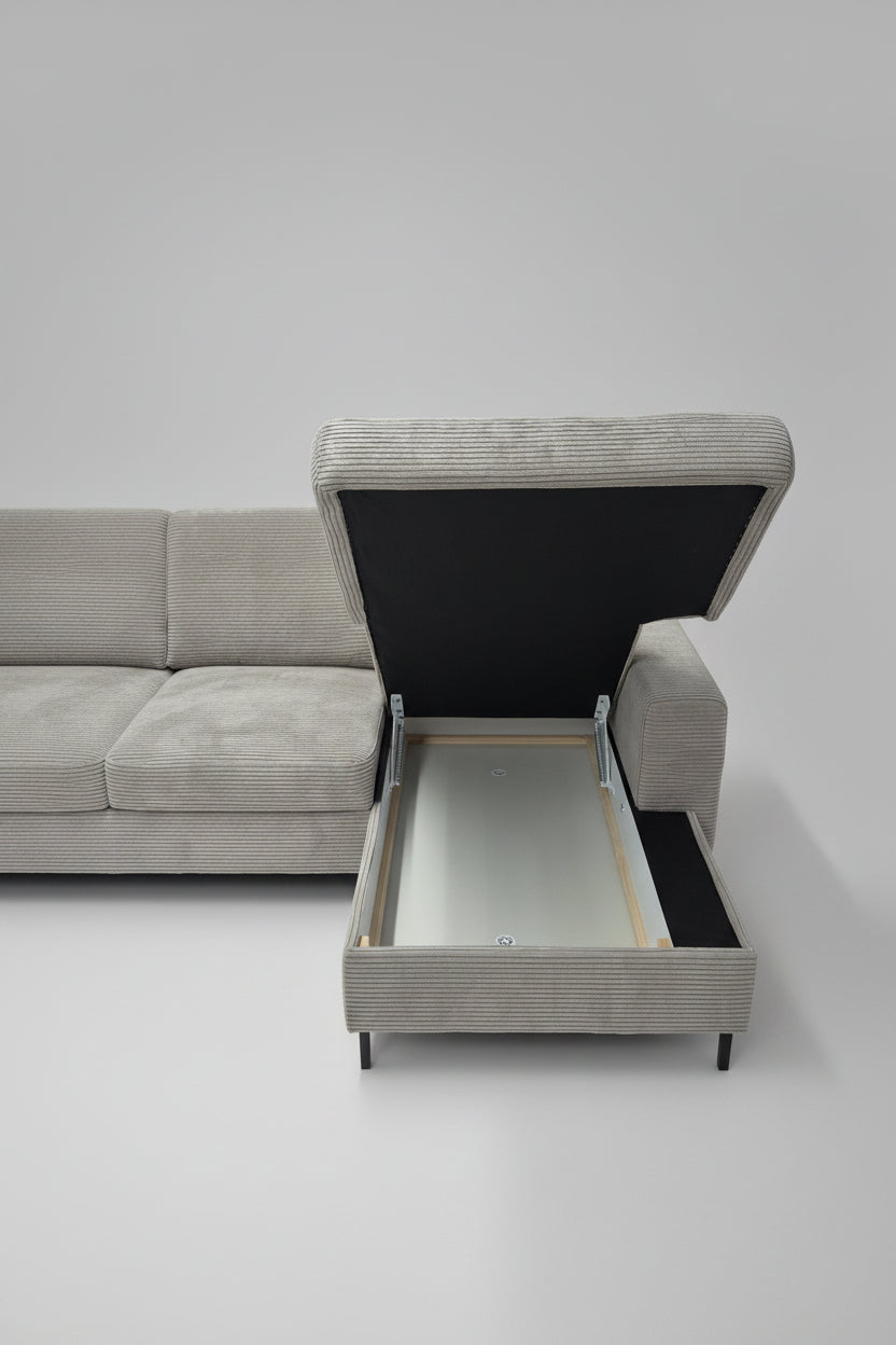 Ecksofa Ottomane rechts Cord Poso-vorbestellbar-