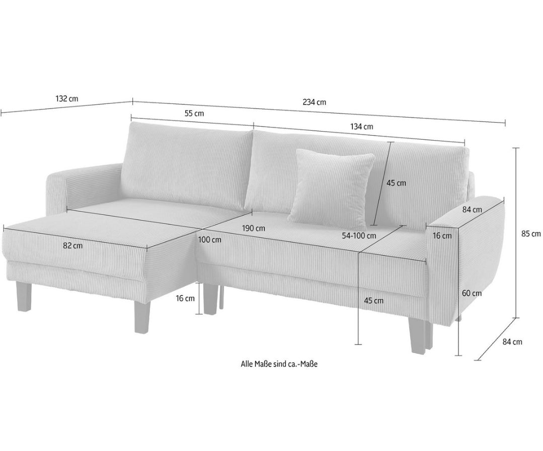 Ecksofa Leonid mit Schlaffunktion
