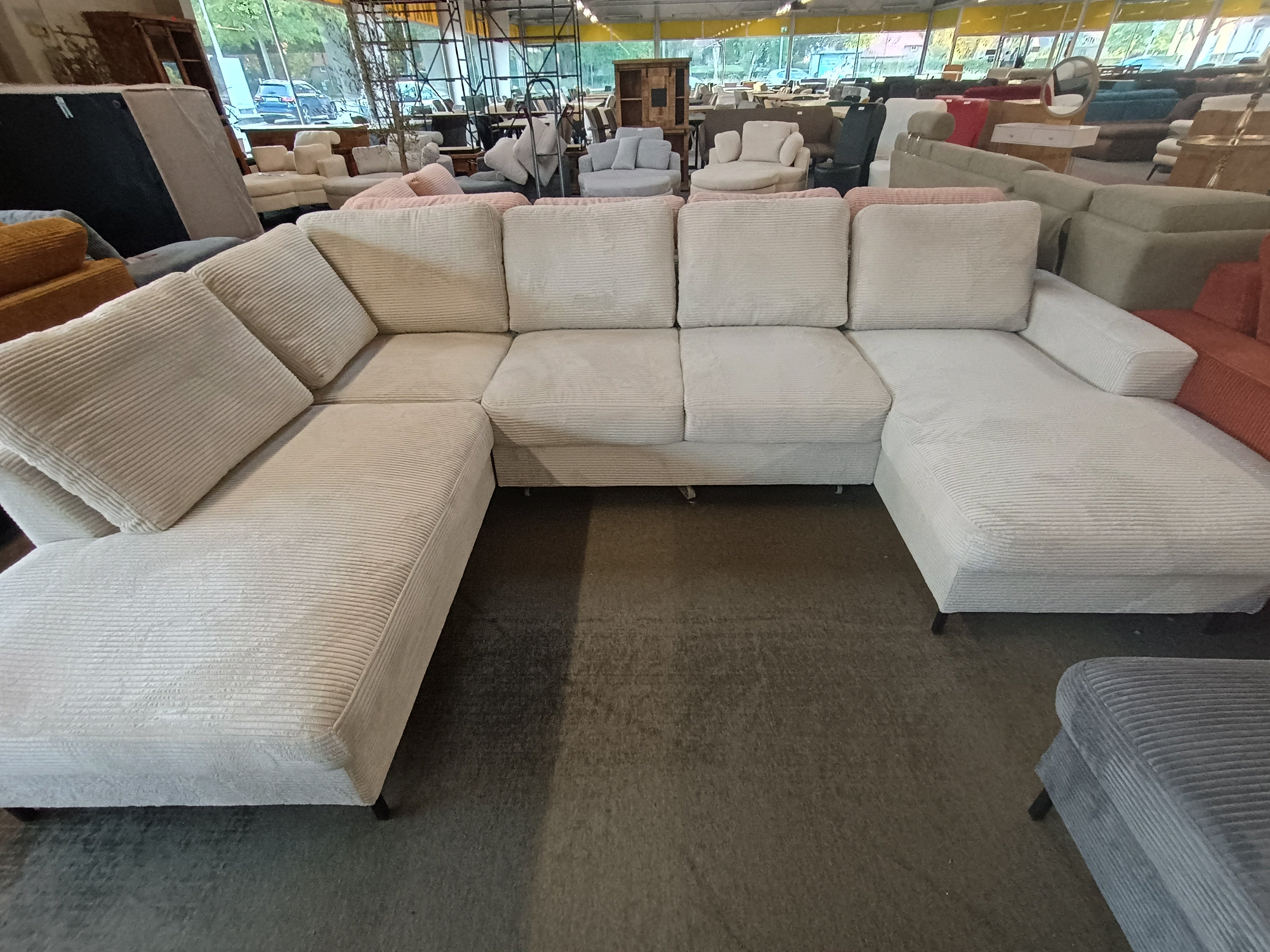 Wohnlandschaft Ottomane links Velourstoff Paros / Kronos-vorbestellbar-