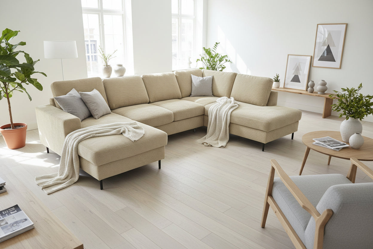 Wohnlandschaft Ottomane rechts Velourstoff Paros / Kronos -vorbestellbar-